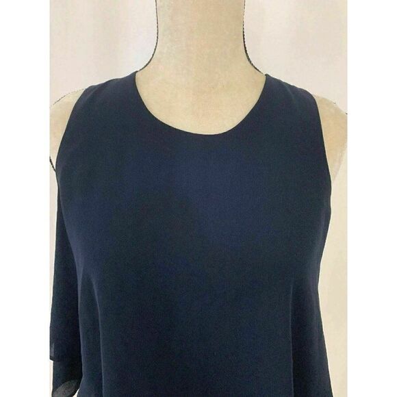 Zara Womens Solid Navy Blue Crew Neck Crop Tank Top Blouse Small - Picture 2 of 5
